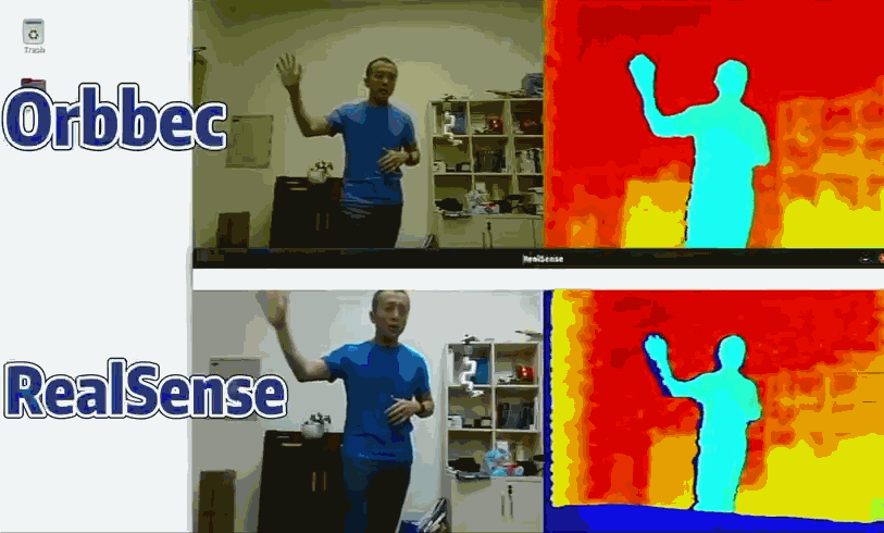 對(duì)比同類(lèi)3D相機(jī)，Gemini 2畫(huà)面更加細(xì)膩，抖動(dòng)更少，并且可以實(shí)現(xiàn)彩色圖與深度圖對(duì)齊。測(cè)試來(lái)源@于仕琪老師.gif